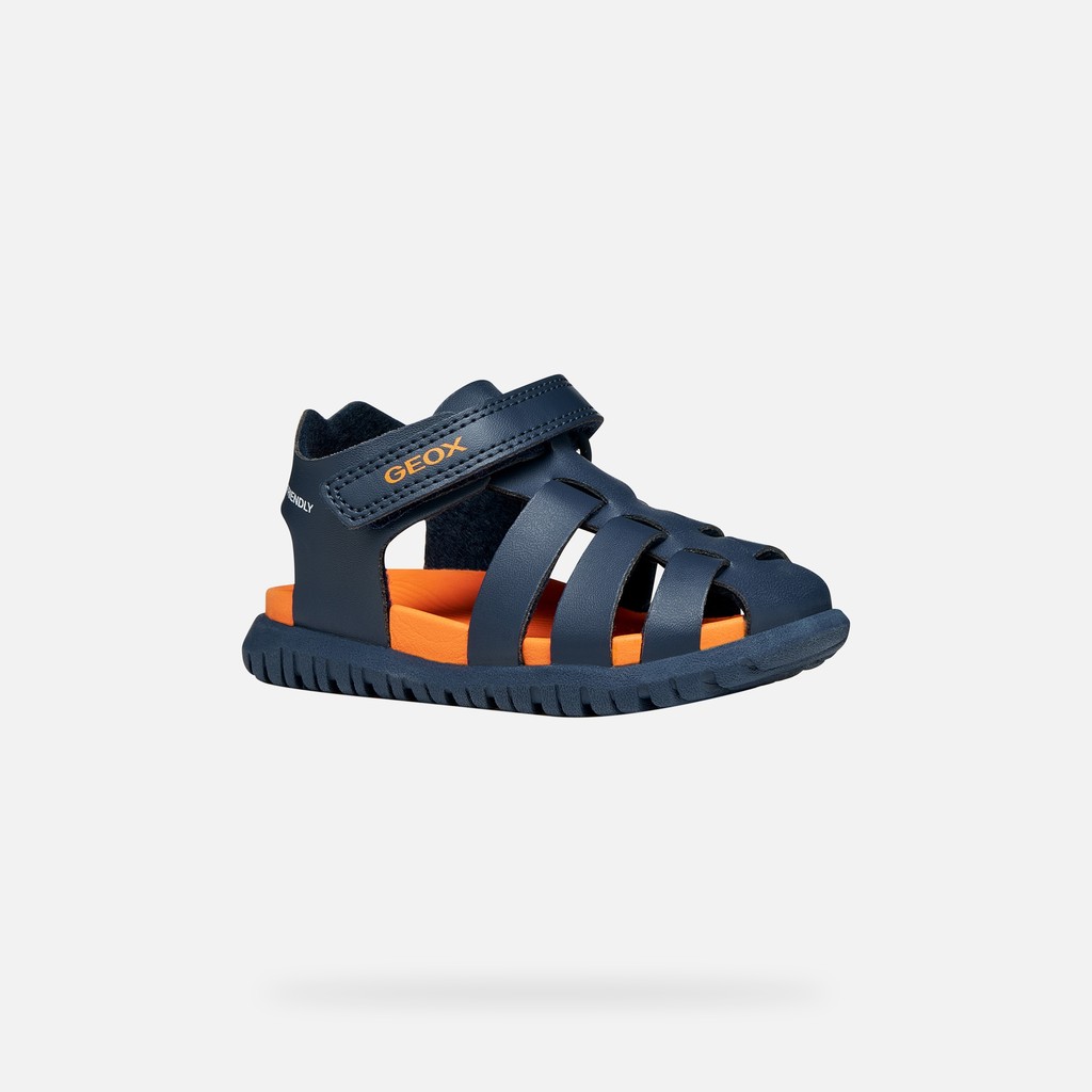 Closed toe sandals SANDAL FUSBETTO   BABY Navy/Orange - image number 2 | GEOX