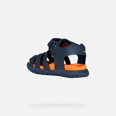 Closed toe sandals SANDAL FUSBETTO   BABY Navy/Orange - image number 3 | GEOX