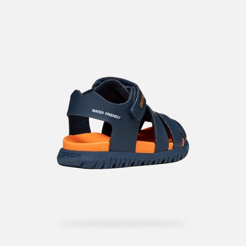 Closed toe sandals SANDAL FUSBETTO   BABY Navy/Orange - image number 4 | GEOX