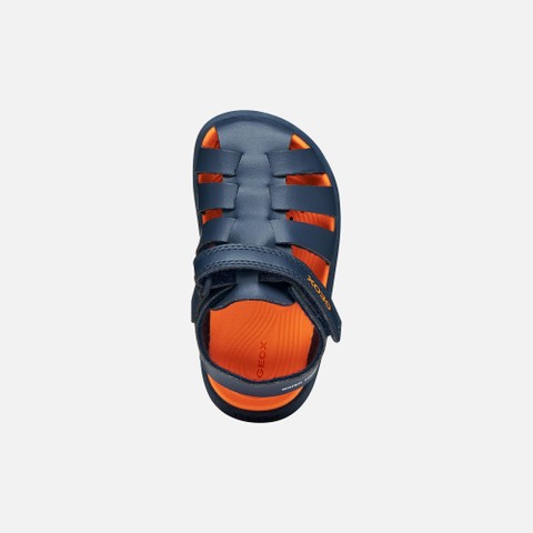 Closed toe sandals SANDAL FUSBETTO   BABY Navy/Orange - image number 5 | GEOX
