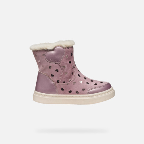Fur-trimmed ankle boots NASHIK TODDLER GIRL Rose Smoke - image number 1 | GEOX