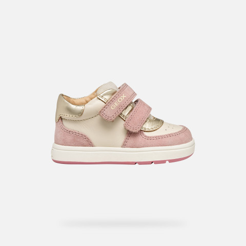 Sneakers with straps BIGLIA BABY Light ivory/Old rose - image number 1 | GEOX