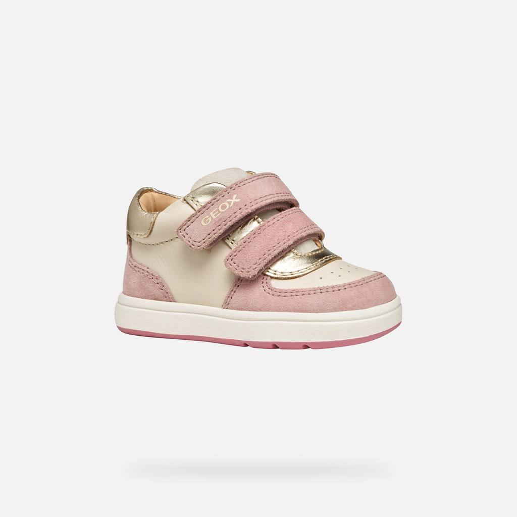 Sneakers with straps BIGLIA BABY Light ivory/Old rose - image number 2 | GEOX