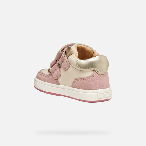 Sneakers with straps BIGLIA BABY Light ivory/Old rose - image number 3 | GEOX