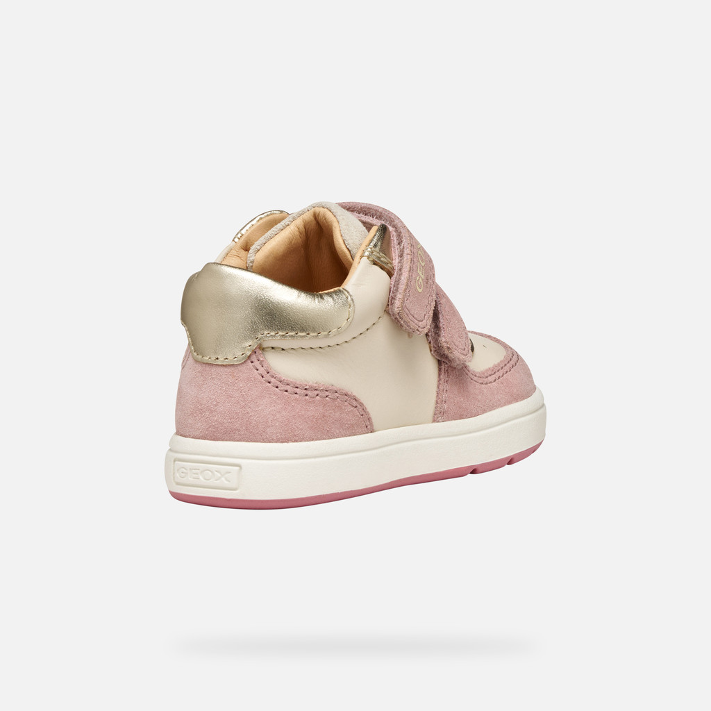 Sneakers with straps BIGLIA BABY Light ivory/Old rose - image number 4 | GEOX