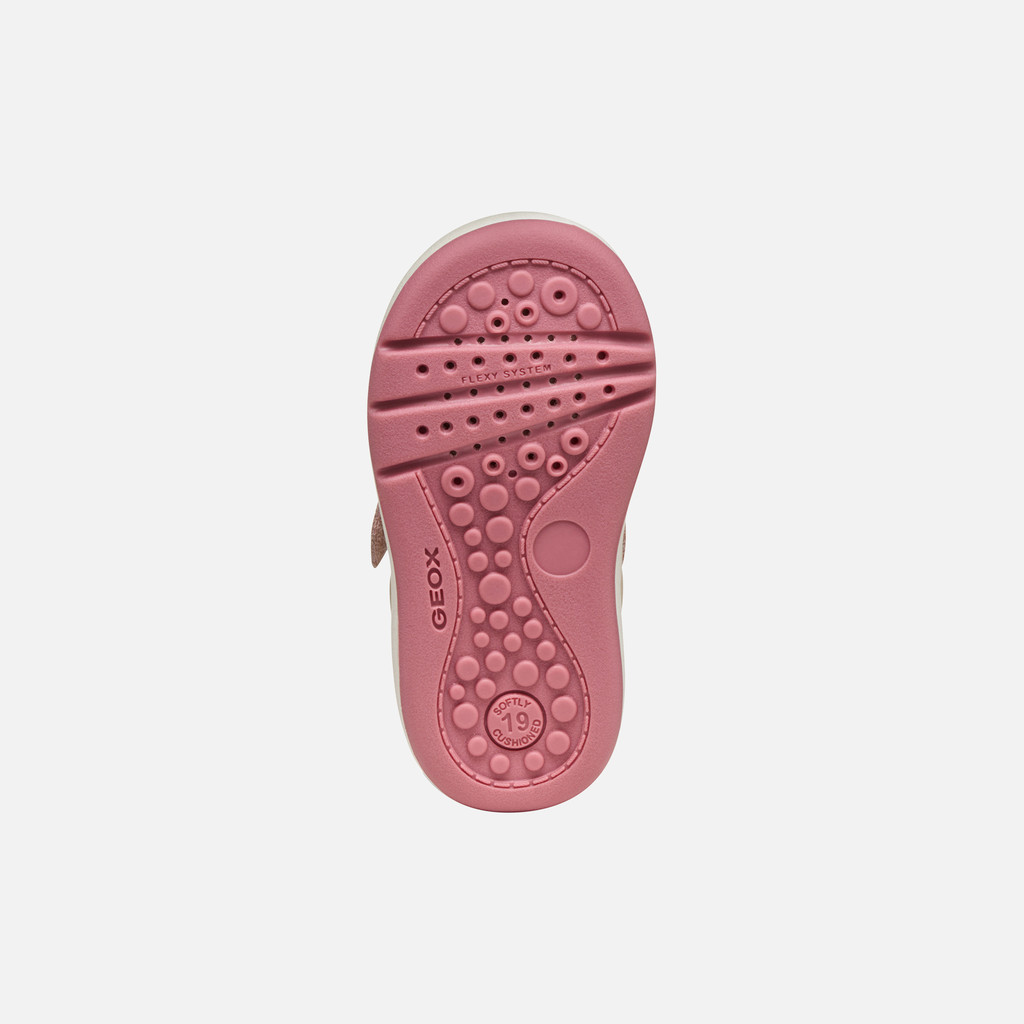 Sneakers with straps BIGLIA BABY Light ivory/Old rose - image number 6 | GEOX