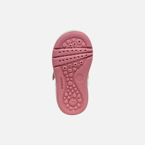 Sneakers with straps BIGLIA BABY Light ivory/Old rose - image number 6 | GEOX