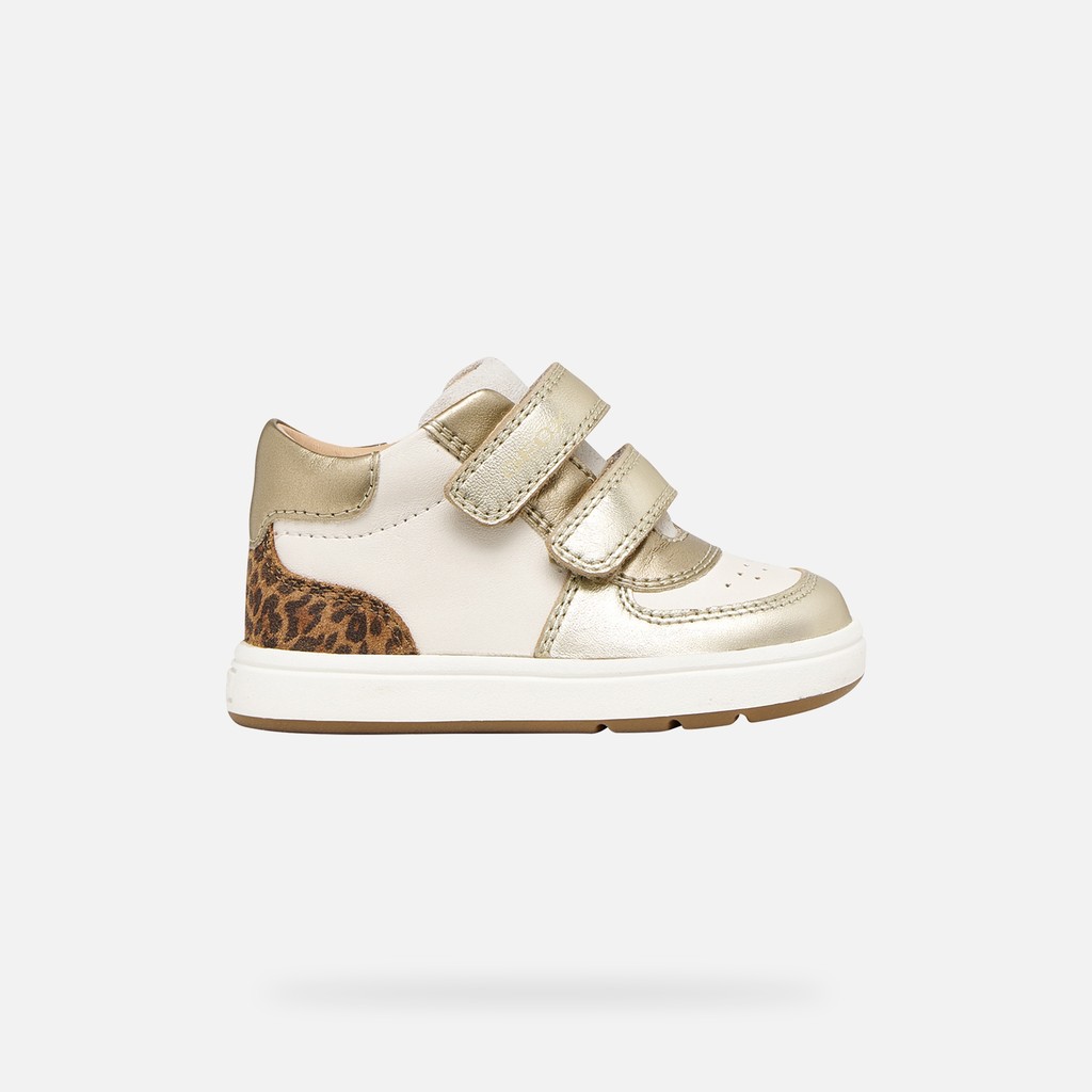 Toddler velcro shoes BIGLIA BABY GIRL Ivory/Light gold - image number 1 | GEOX