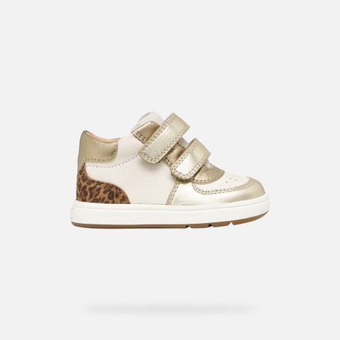 Toddler velcro shoes BIGLIA BABY GIRL Ivory/Light gold - image number 1 | GEOX