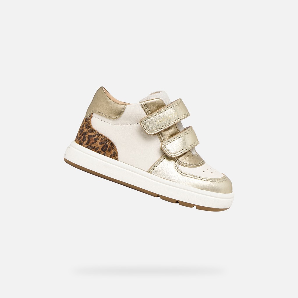 Toddler velcro shoes BIGLIA BABY GIRL Ivory/Light gold - image number 0 | GEOX