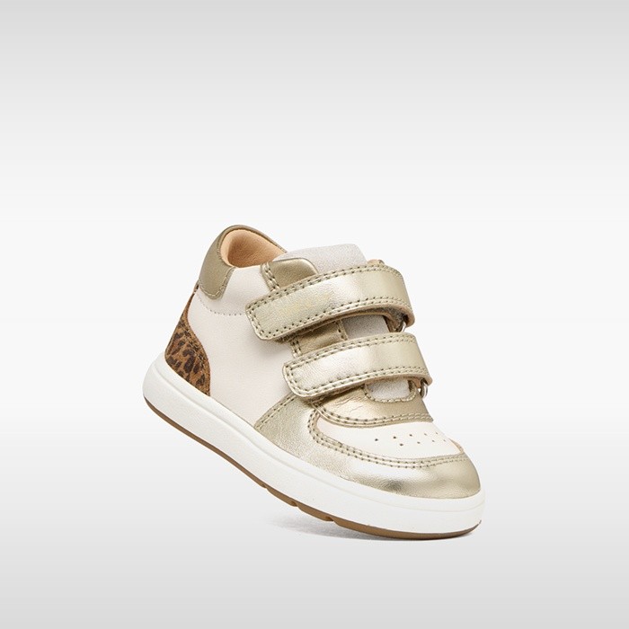 Toddler velcro shoes BIGLIA BABY GIRL Ivory/Light gold | GEOX