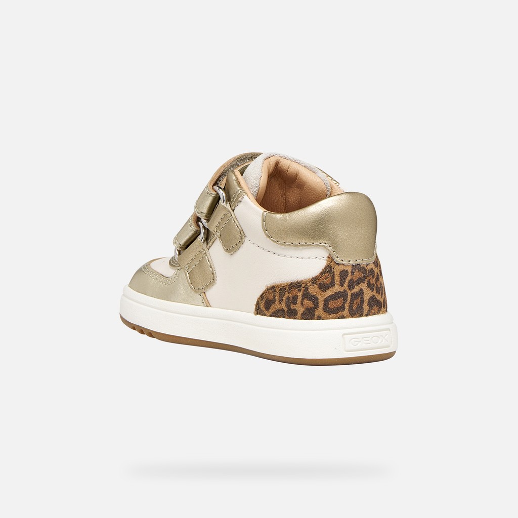 Toddler velcro shoes BIGLIA BABY GIRL Ivory/Light gold - image number 3 | GEOX