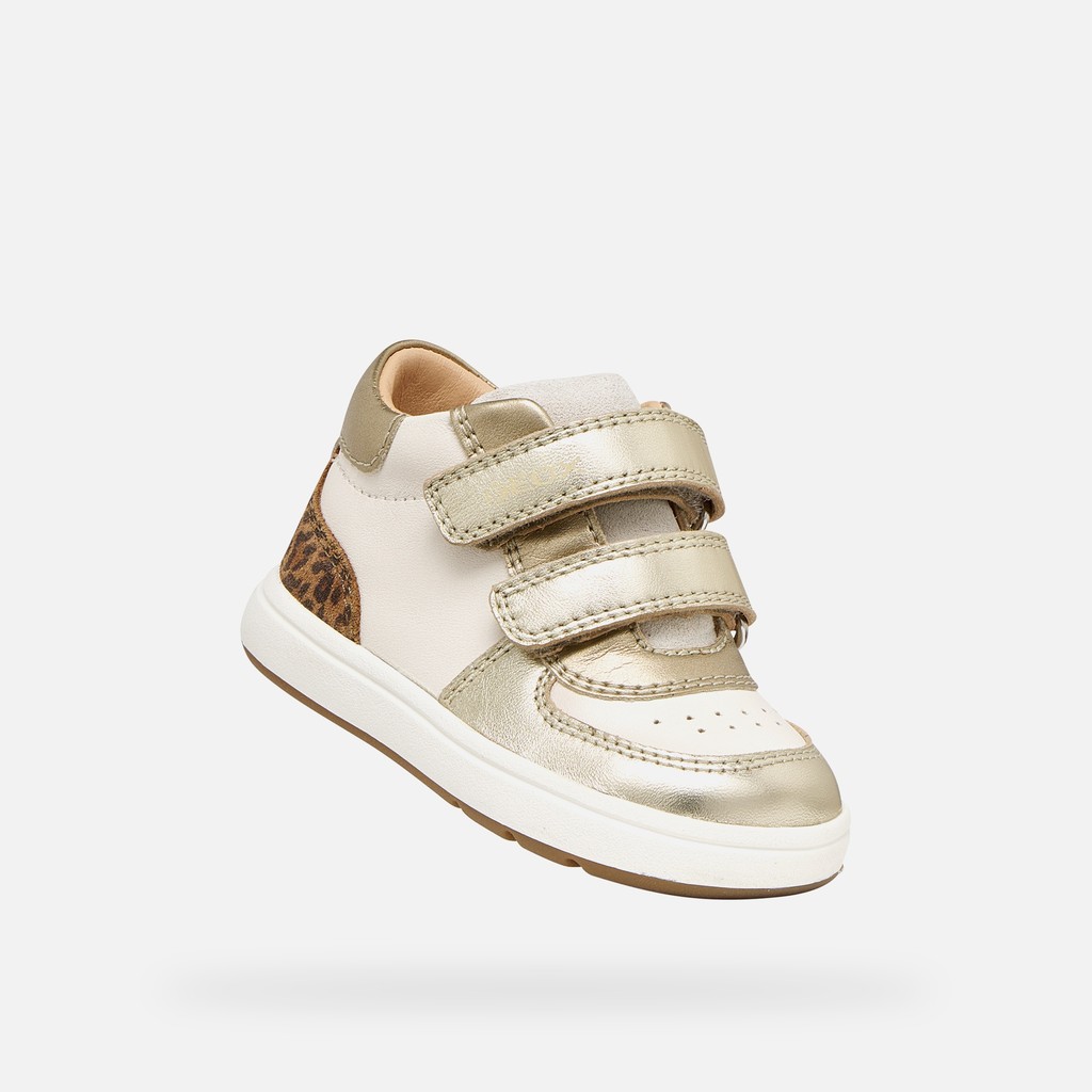 Toddler velcro shoes BIGLIA BABY GIRL Ivory/Light gold - image number 4 | GEOX