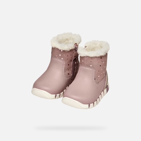Bottines premiers pas IUPIDOO B&Eacute;B&Eacute; FILLE Vieux rose/Platine - image number 7 | GEOX