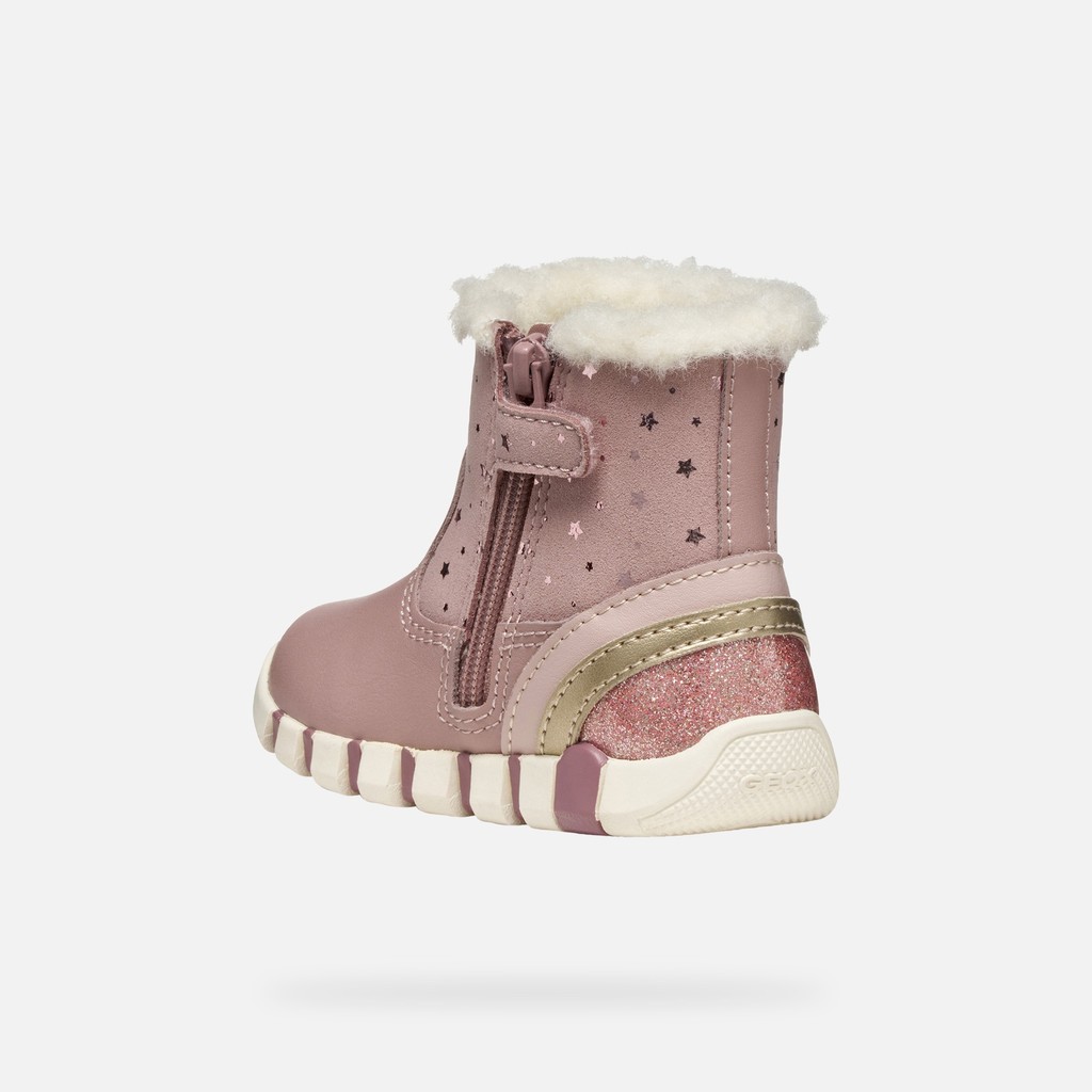 Bottines premiers pas IUPIDOO B&Eacute;B&Eacute; FILLE Vieux rose/Platine - image number 3 | GEOX