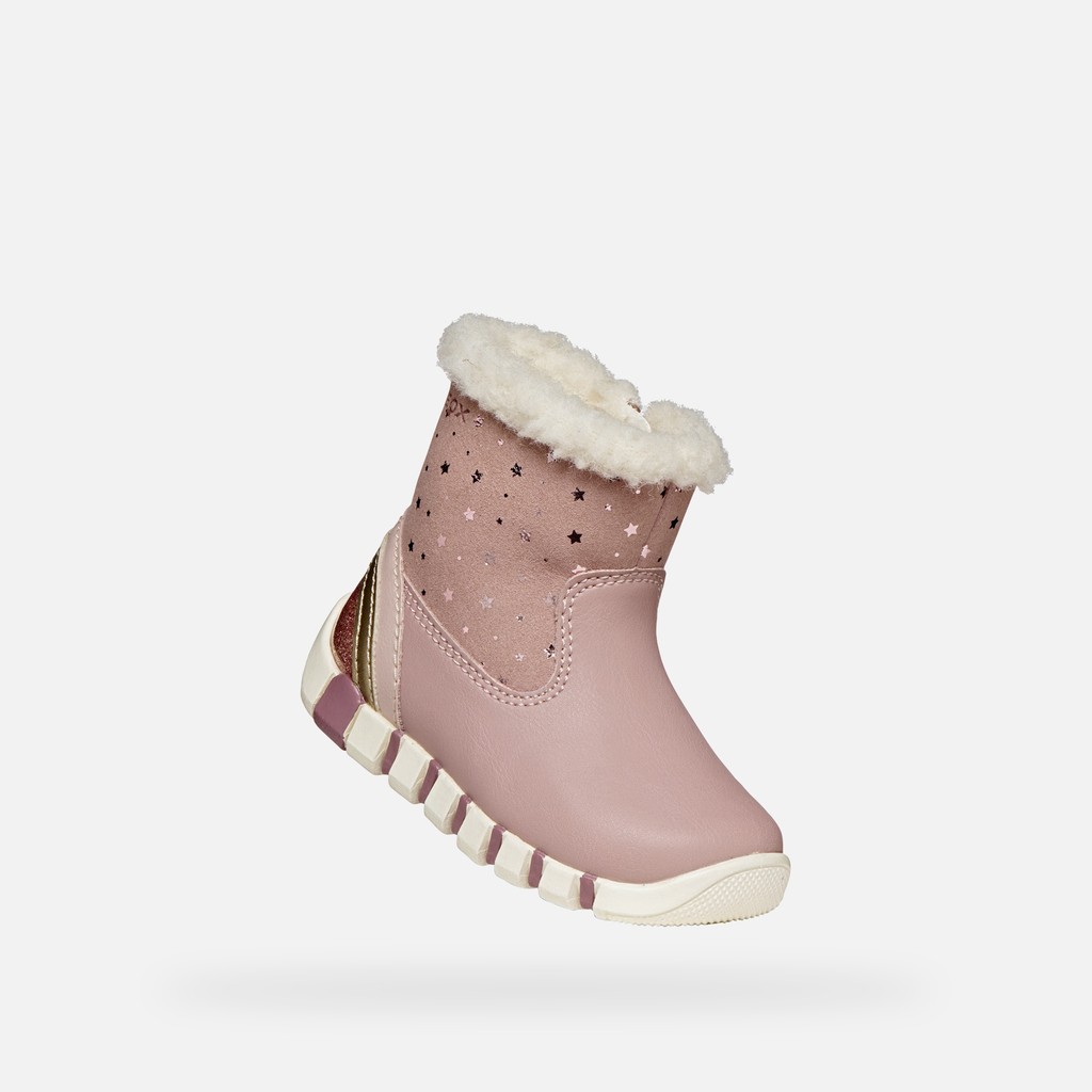 Bottines premiers pas IUPIDOO B&Eacute;B&Eacute; FILLE Vieux rose/Platine - image number 4 | GEOX