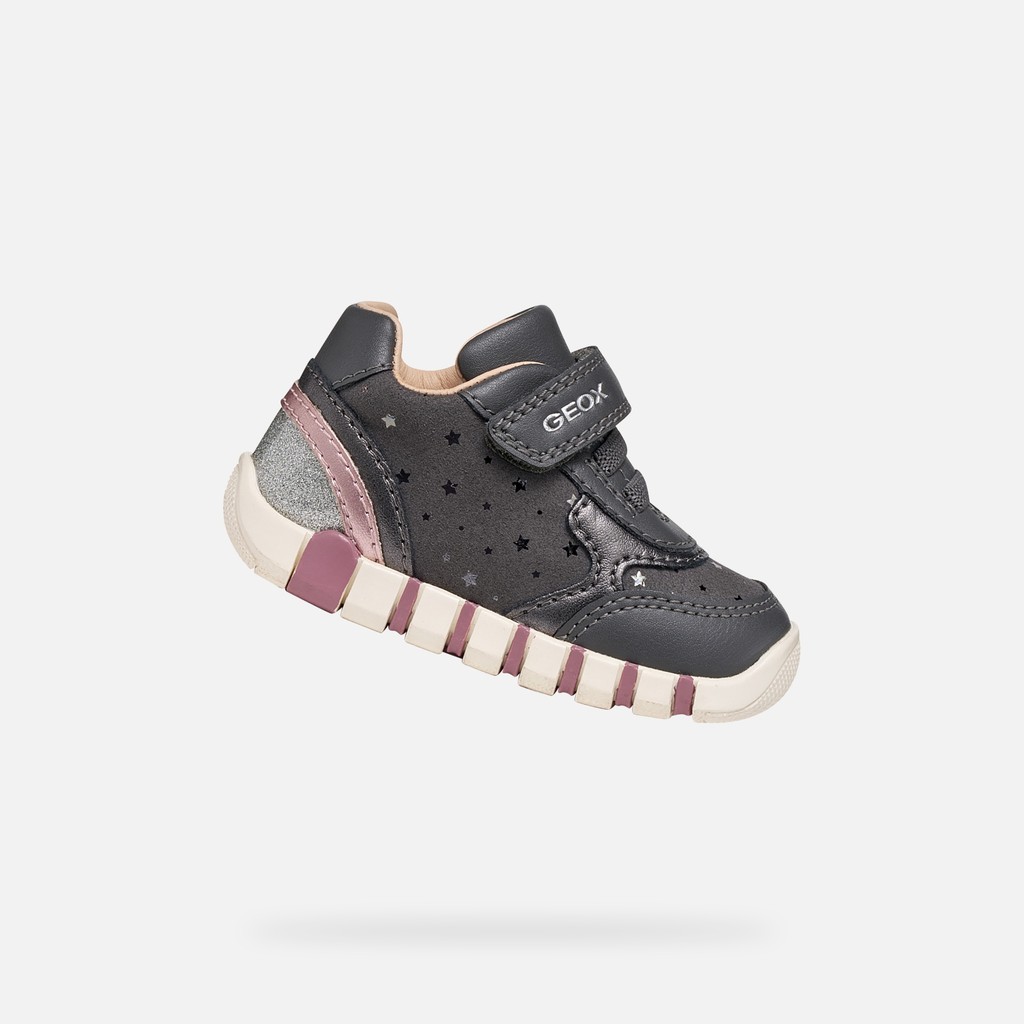 Toddler velcro shoes IUPIDOO BABY GIRL Dark Gray/Silver - image number 0 | GEOX