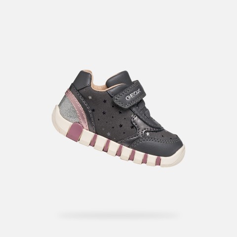 Toddler velcro shoes IUPIDOO BABY GIRL Dark Gray/Silver | GEOX