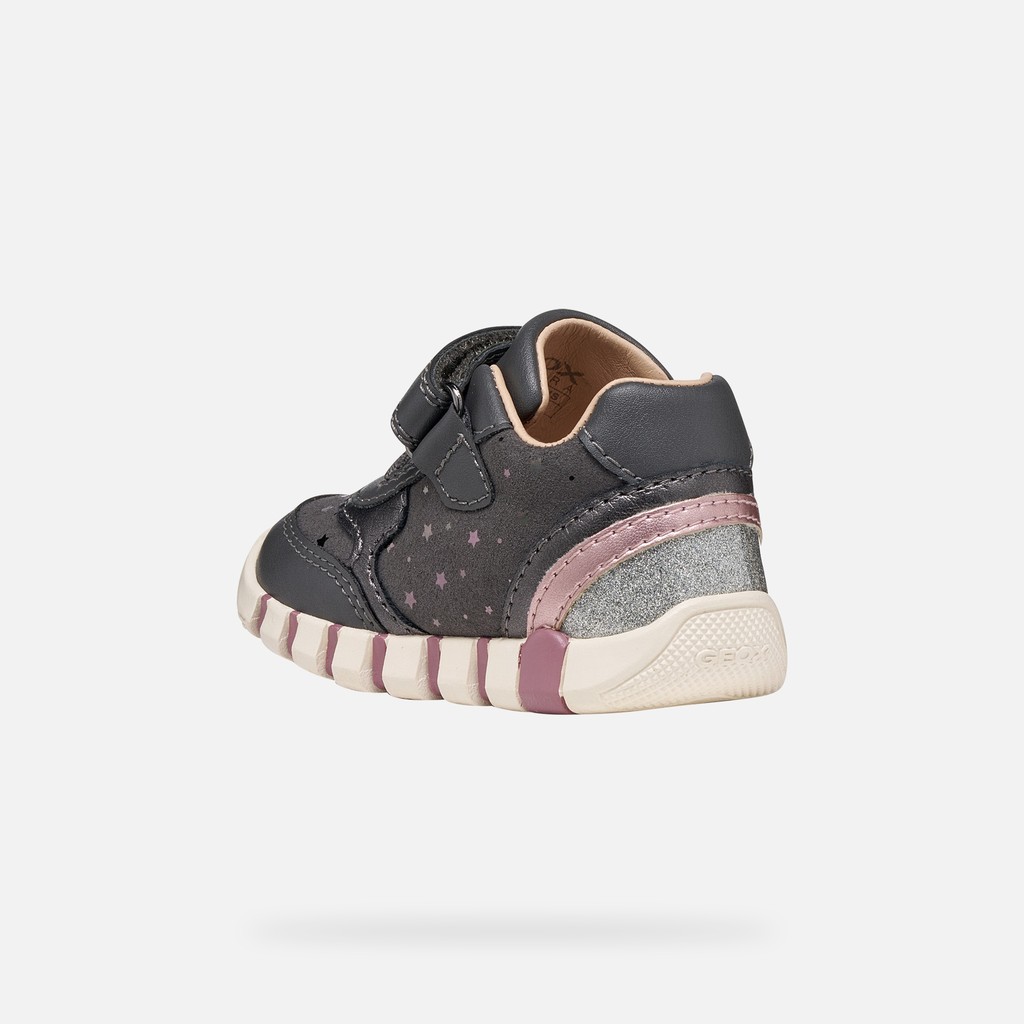 Toddler velcro shoes IUPIDOO BABY GIRL Dark Gray/Silver - image number 3 | GEOX