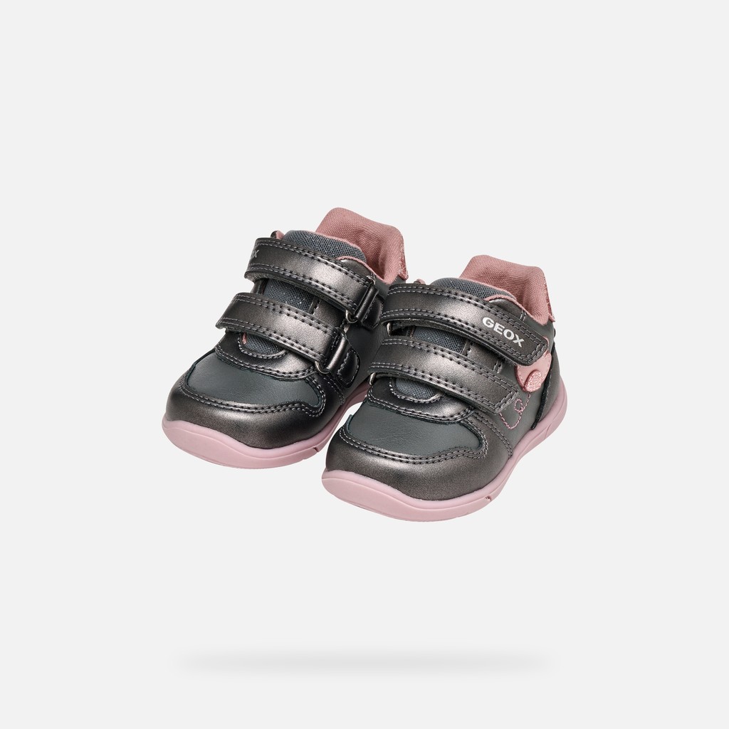 Sneakers with straps ZAPITO BABY GIRL Dark Grey/Rose - image number 7 | GEOX