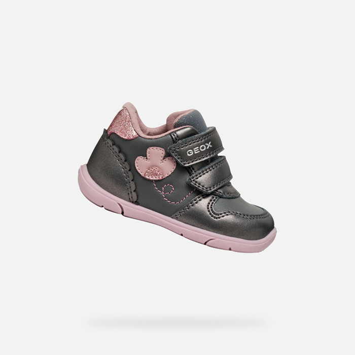 Sneakers with straps ZAPITO BABY GIRL Dark Gray/Rose | GEOX