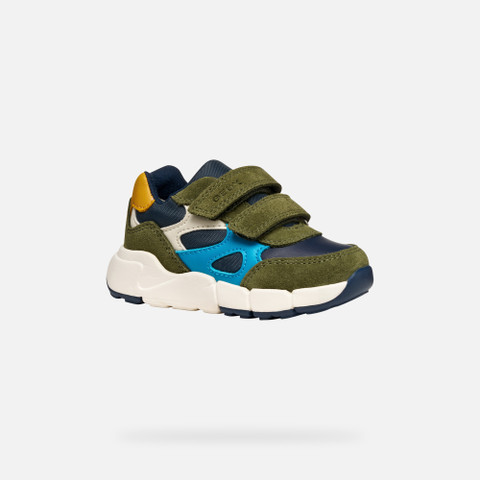 Sneakers with straps FLEXYPER MINI BABY Dark Green/Navy - image number 2 | GEOX