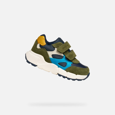 Sneakers with straps FLEXYPER MINI BABY Dark Green/Navy - image number 0 | GEOX