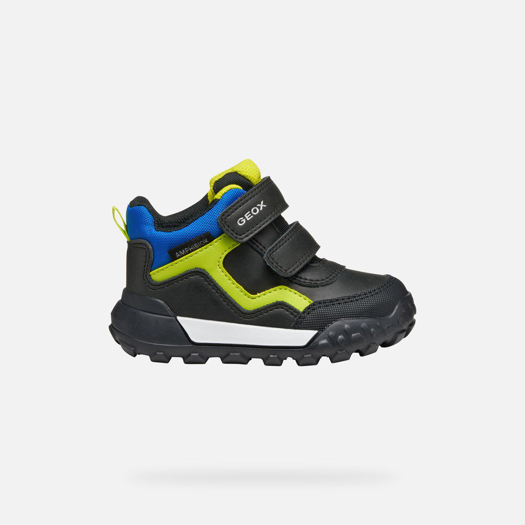 Waterproof ankle boots TREKKYUP ABX BABY Black/Fluo Green - image number 1 | GEOX