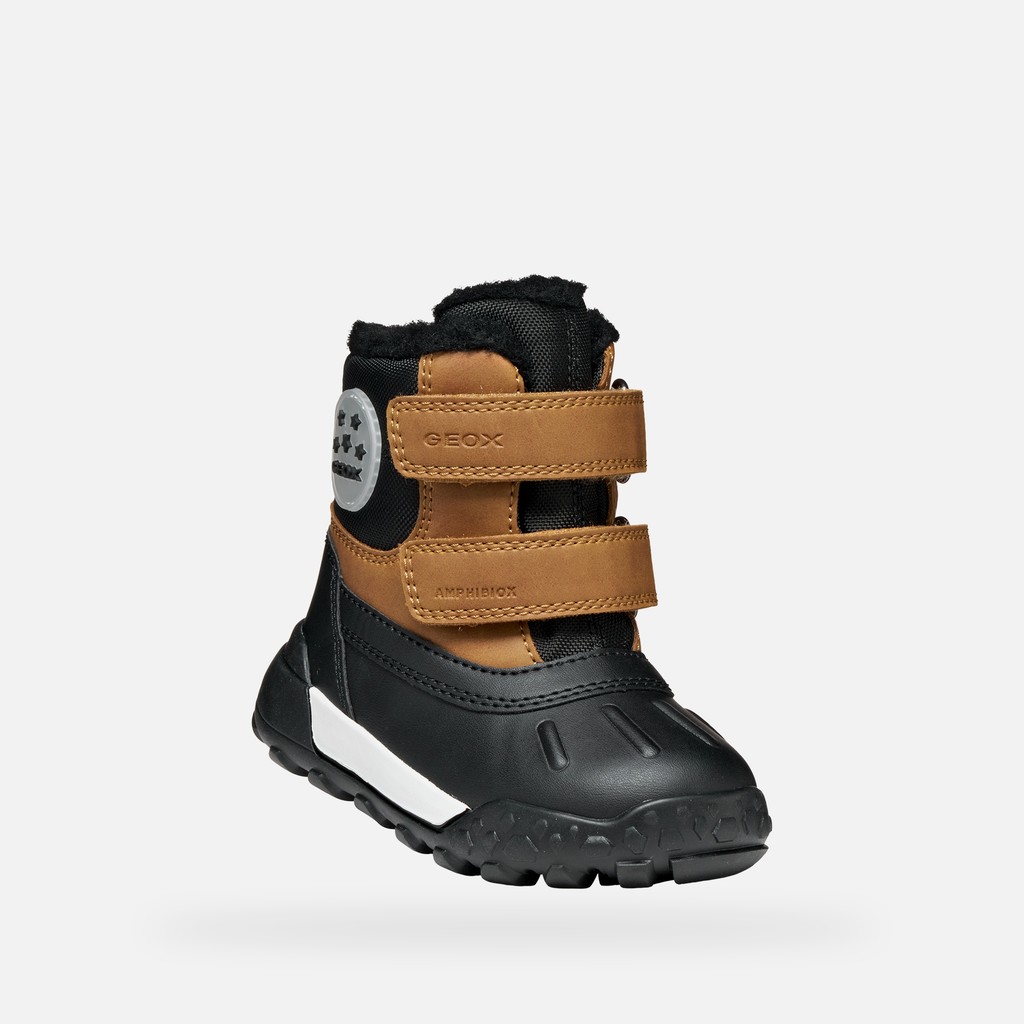 Bottines imperm&eacute;ables TREKKYUP ABX PETIT GAR&Ccedil;ON Tabac/Noir - image number 4 | GEOX