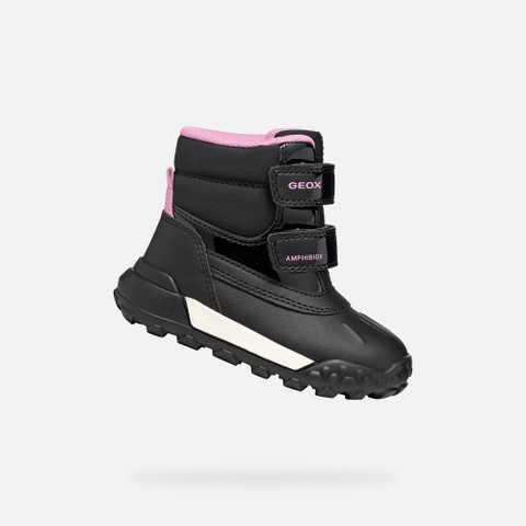 Waterproof snow ankle boots TREKKYUP ABX TODDLER GIRL Black/Dark Pink - image number 0 | GEOX