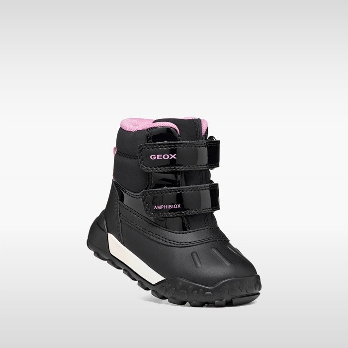 Waterproof snow ankle boots TREKKYUP ABX TODDLER GIRL Black/Dark Pink | GEOX