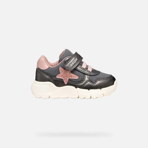Low top sneakers FLEXYPER MINI TODDLER Dark Gray/Light pink - image number 1 | GEOX