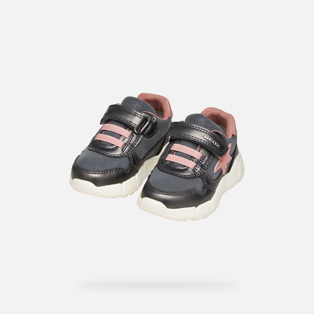 Chaussures avec paillettes FLEXYPER MINI PETITE FILLE Gris foncé/Rose clair - image number 7 | GEOX