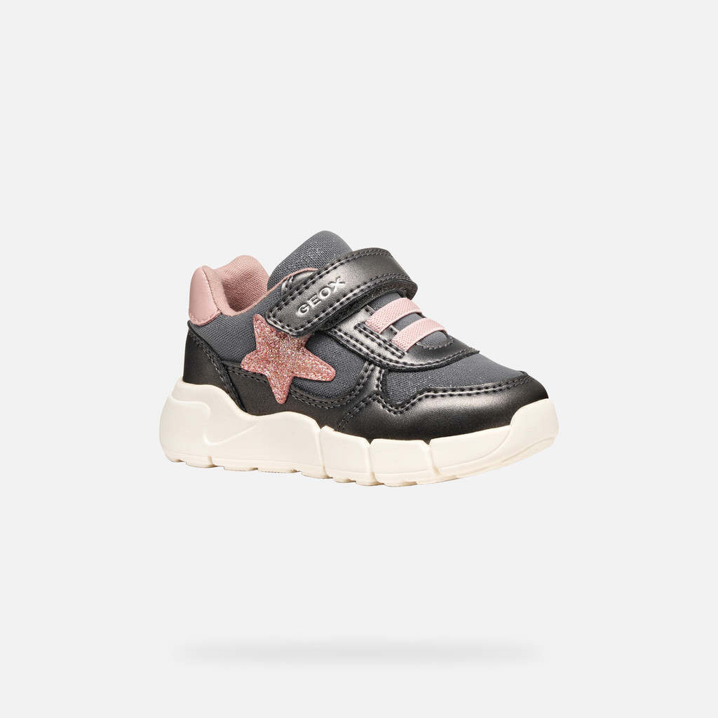 Low top sneakers FLEXYPER MINI TODDLER Dark Gray/Light pink - image number 2 | GEOX