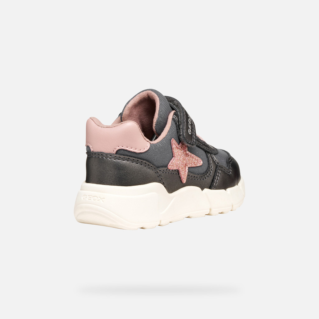 Low top sneakers FLEXYPER MINI TODDLER Dark Gray/Light pink - image number 4 | GEOX