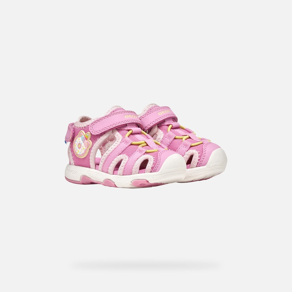 Closed toe sandals SANDAL MULTY   TODDLER GIRL Dark Pink/Light Yellow - image number 7 | GEOX