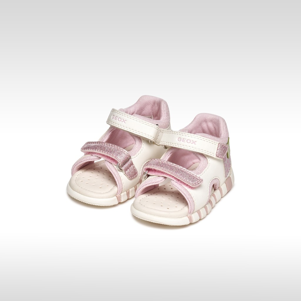 Sandales &agrave; scratch SANDAL IUPIDOO B&Eacute;B&Eacute; FILLE Blanc/Rose - image number 1 | GEOX