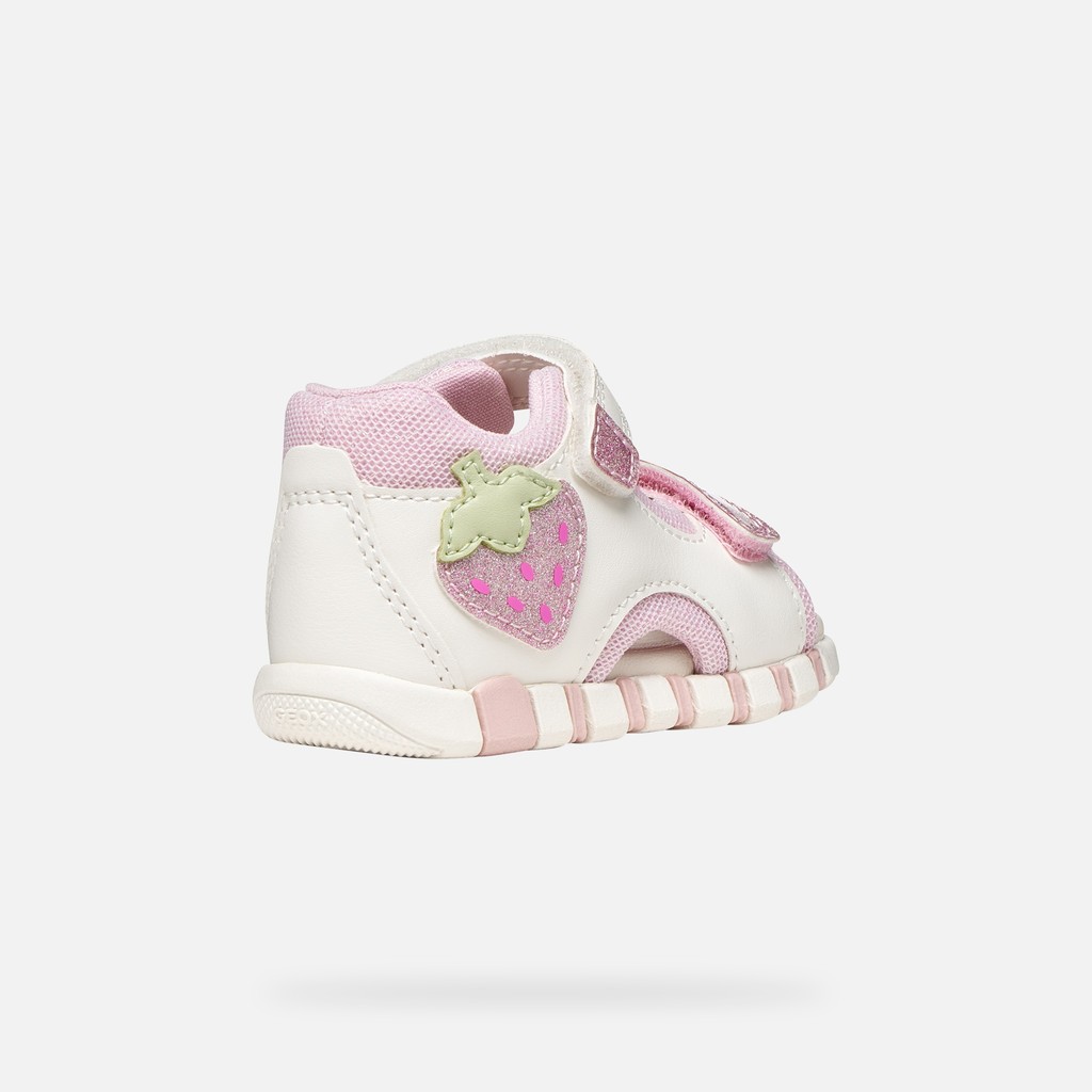 Sandales &agrave; scratch SANDAL IUPIDOO B&Eacute;B&Eacute; FILLE Blanc/Rose - image number 4 | GEOX