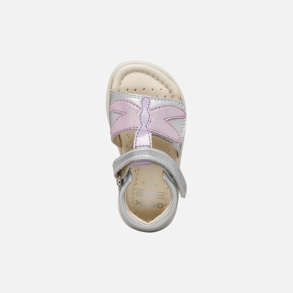 Sandals with straps VERRED TODDLER Silver/Lilac - image number 5 | GEOX