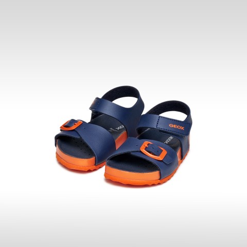 Sandales ouvertes SANDAL CHALKI PETIT GAR&Ccedil;ON Bleu marine/Orange - image number 1 | GEOX
