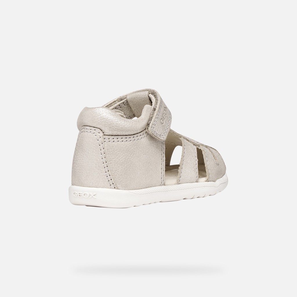 Closed toe sandals SANDAL MACCHIA BABY GIRL Beige/Platinum - image number 4 | GEOX