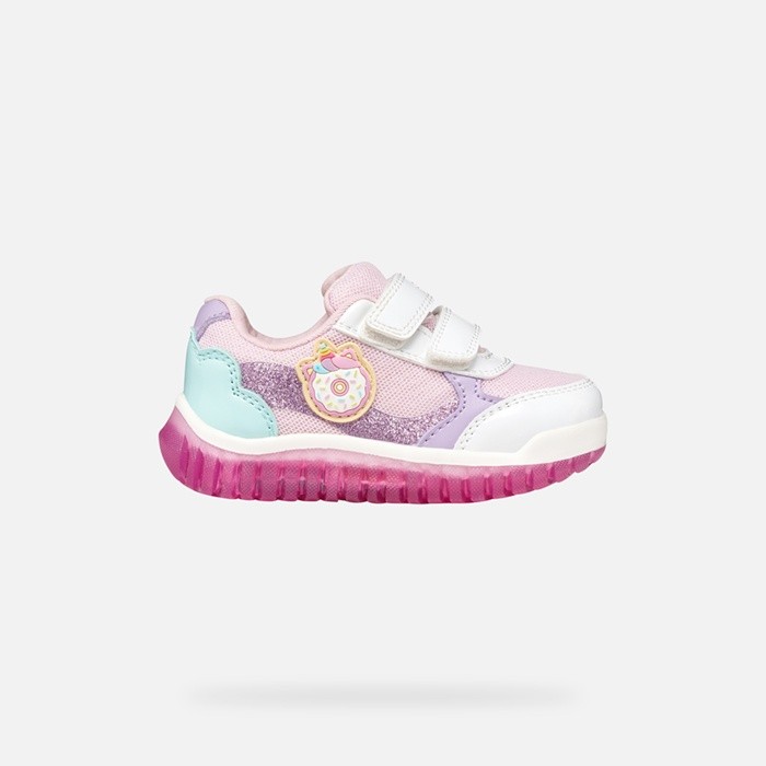 Shoes with lights LIGHTYLOO TODDLER GIRL White/Pink | GEOX