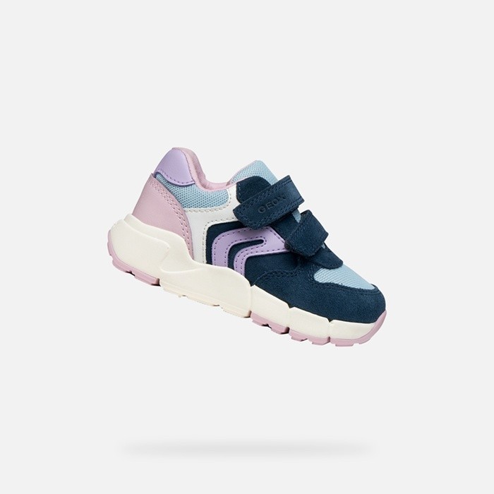 Sneakers with straps FLEXYPER MINI TODDLER GIRL Navy/Light lilac | GEOX