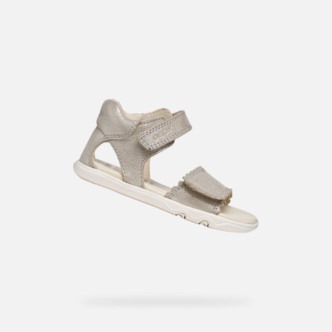 Sandales &agrave; scratch SANDAL STEPPIEUP PETITE FILLE Beige | GEOX