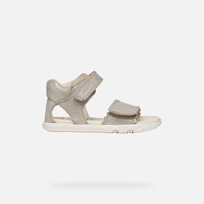 Sandales &agrave; scratch SANDAL STEPPIEUP PETITE FILLE Beige | GEOX