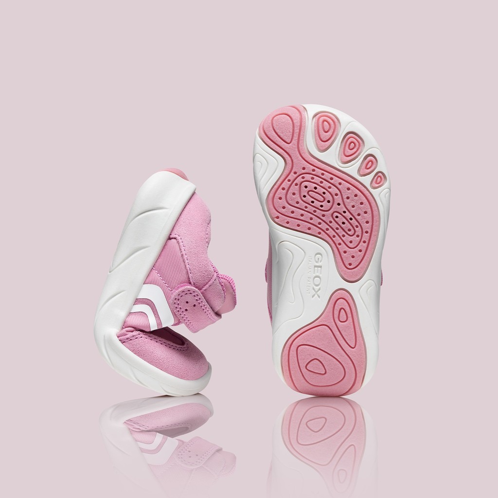 Chaussures Barefoot souples FOOT-RUN B&Eacute;B&Eacute; Rose fonc&eacute;/Blanc - image number 1 | GEOX