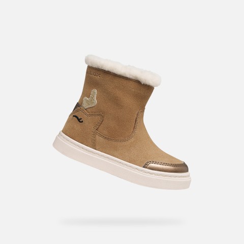 Stiefeletten mit Fell NASHIK KLEINKIND M&Auml;DCHEN Cognac | GEOX