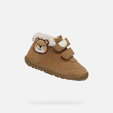 Sapatos primeiros passos velcro MACCHIA REC&Eacute;M-NASCIDA Conhaque | GEOX