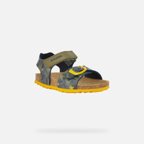 sandals with straps SANDAL CHALKI BABY Sage/Ochre Yellow - image number 2 | GEOX