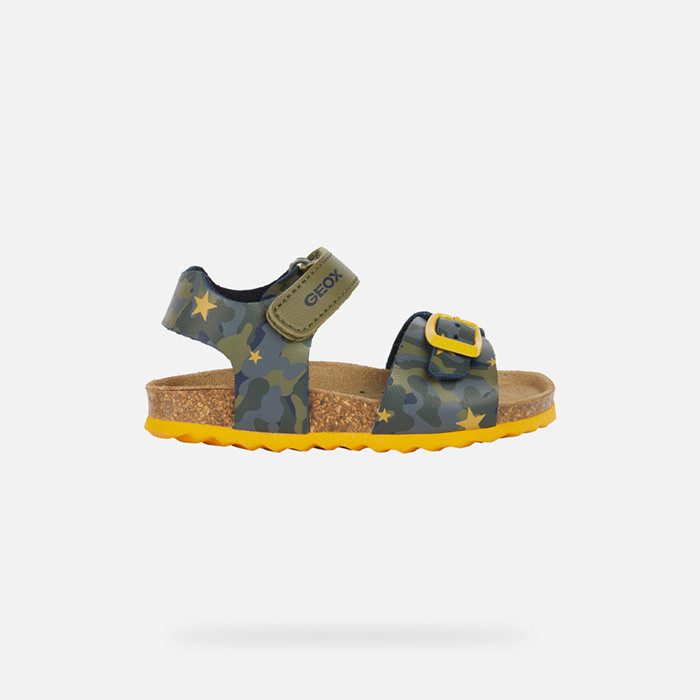 Sandals with straps SANDAL CHALKI BABY Sage/Ochre Yellow | GEOX